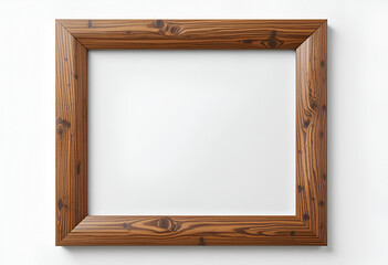Realistic old wooden picture frame isolated on transparent background. Blank brown gallery, Border. photo frame design elements. PNG, Cut out. 