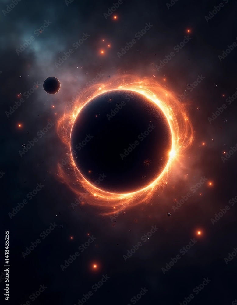 Poster a stunning cosmic event unfolds in the depths of space as a solar eclipse creates a dramatic interpl