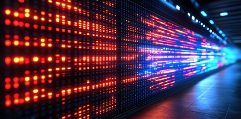 Digital Data Stream Flowing Through Futuristic Corridor