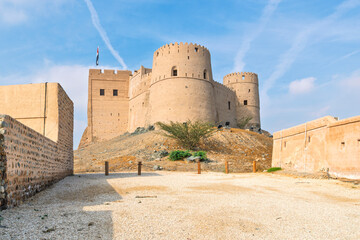 The 16th century Fujairah Fort in Al Sharyah desert, Fujairah United Arab Emirates.