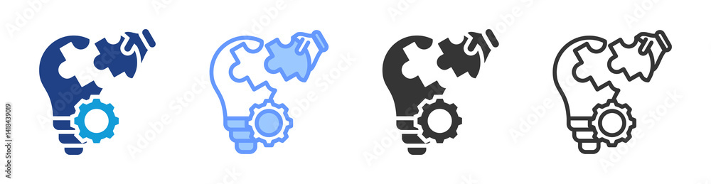 Fototapete Problem Solving icon set multiple style collection