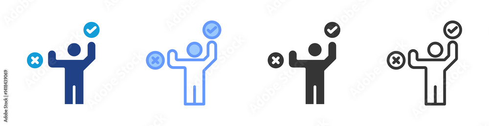 Poster Decisiveness icon set multiple style collection
