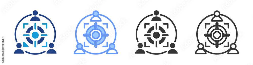 Aufkleber focus icon set multiple style collection