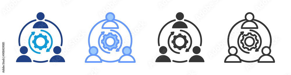 Aufkleber teamwork icon set multiple style collection