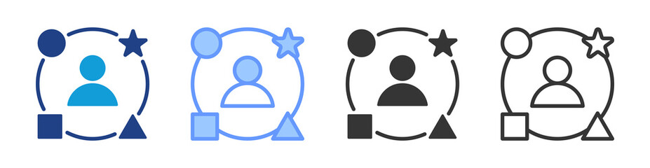 Diversity icon set multiple style collection