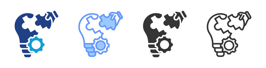 Problem Solving icon set multiple style collection