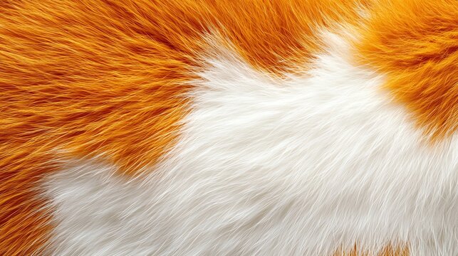 Close-up of orange and white cat fur showing a soft texture and color contrast Great for pet product designs or texture backgrounds