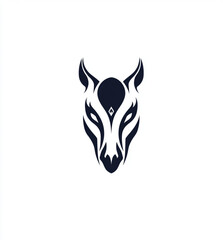 Obraz premium Stylized animal head logo with dark blue color on a white background design view