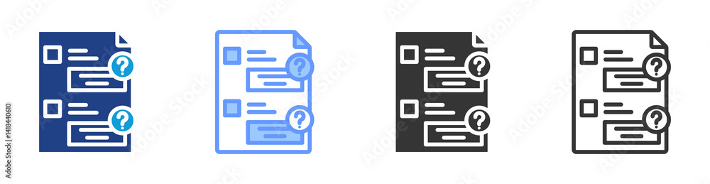 Aufkleber short answer questions icon set multiple style collection