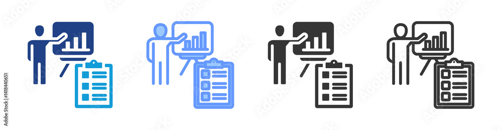 Poster authentic assessment icon set multiple style collection