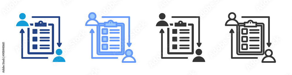 Aufkleber peer assessment icon set multiple style collection