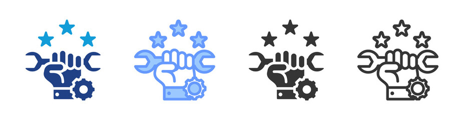 Skill Demonstration icon set multiple style collection