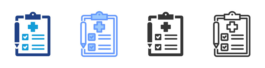 Medical Exams icon set multiple style collection