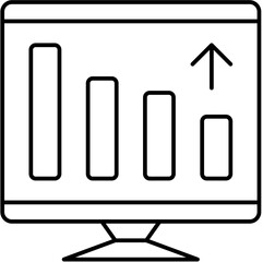 A simple icon representing data analysis with bar graphs, suitable for financial and tech applications.