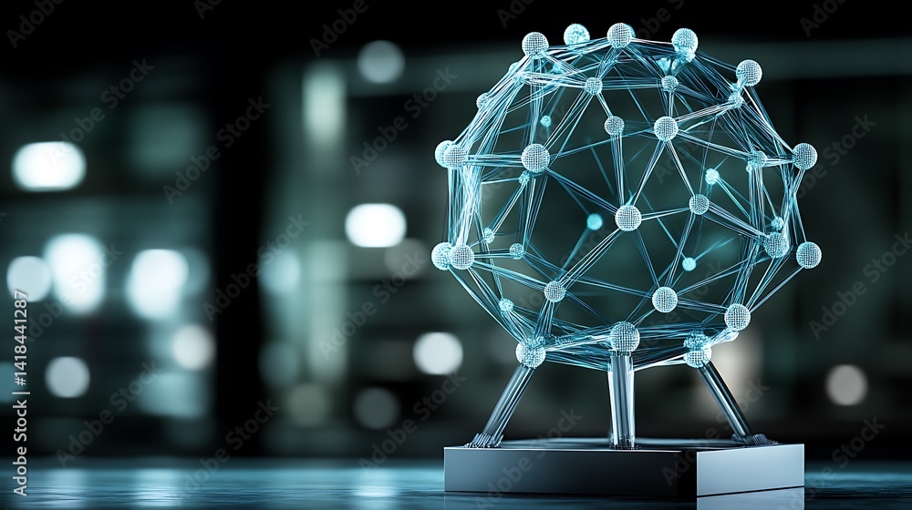 Aufkleber complex geometric figure resembling a molecule structure on a dark background