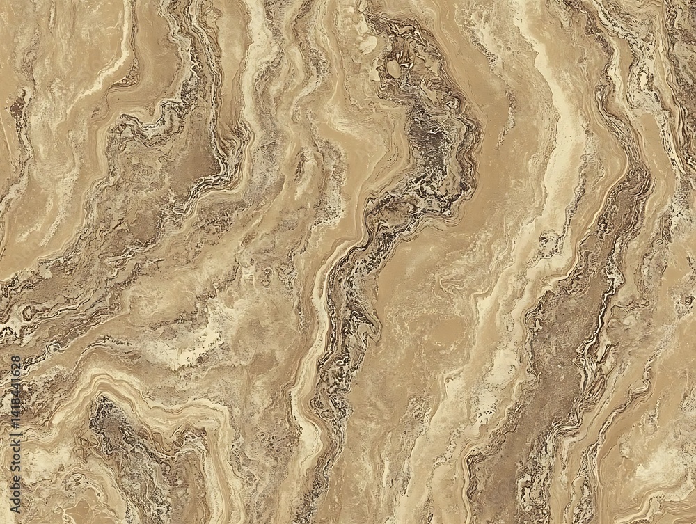 Poster delicate beige and brown marbleized texture with flowing abstract patterns