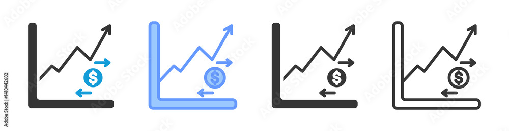 Poster trading icon set multiple style collection