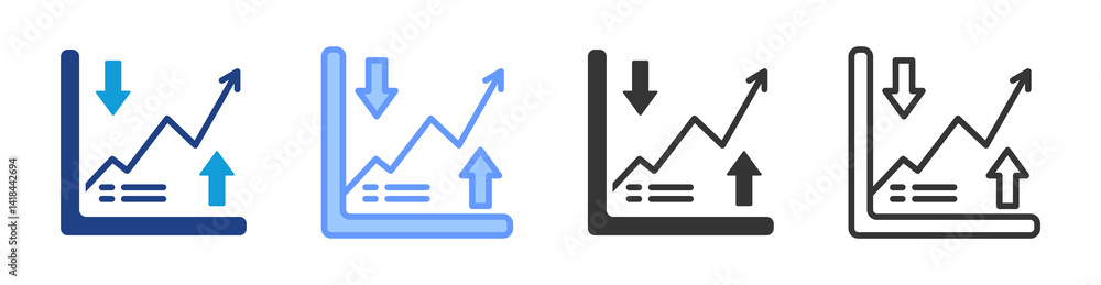 Poster stocks icon set multiple style collection