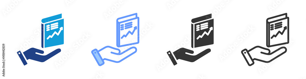 Poster prospectus filing icon set multiple style collection