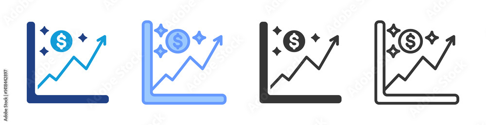 Poster trading debut icon set multiple style collection