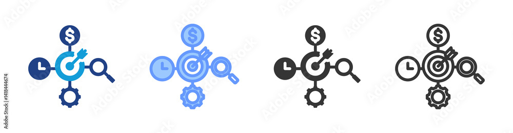 Poster Goal Setting icon set multiple style collection