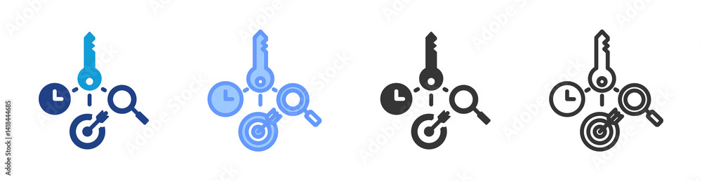 Aufkleber key results icon set multiple style collection