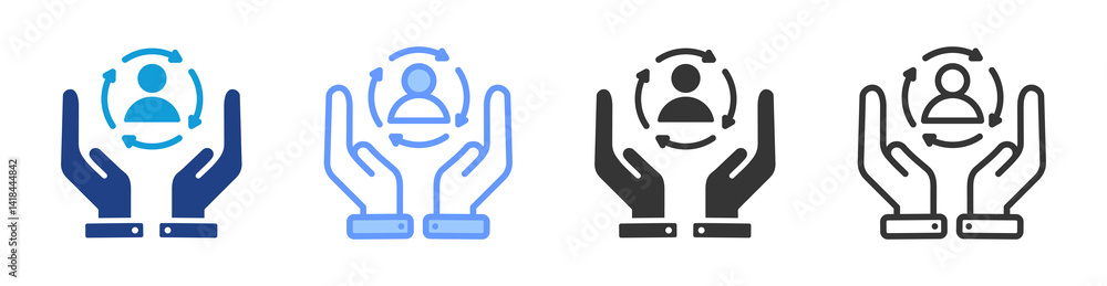 Poster Customer Retention icon set multiple style collection