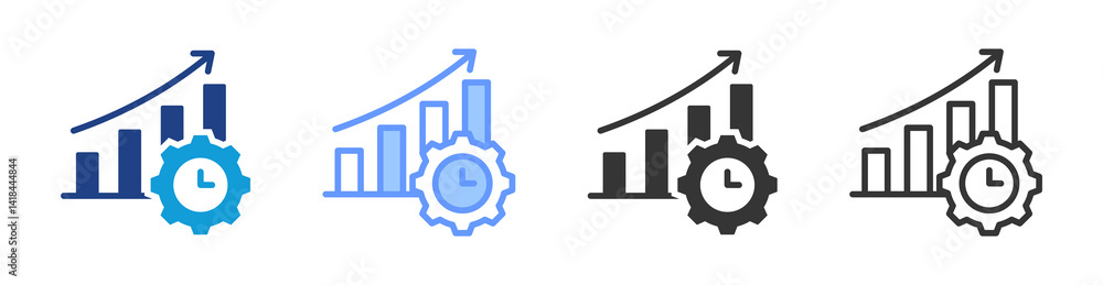 Poster productivity icon set multiple style collection