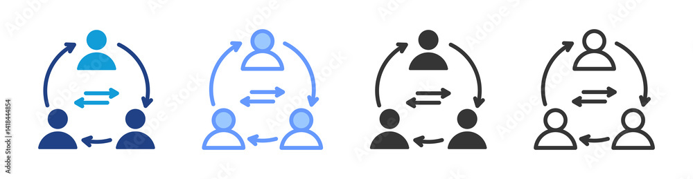 Poster employee turnover icon set multiple style collection