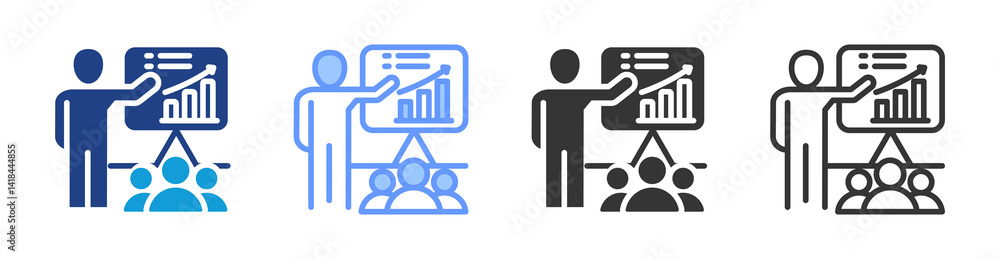 Poster Training And Development icon set multiple style collection