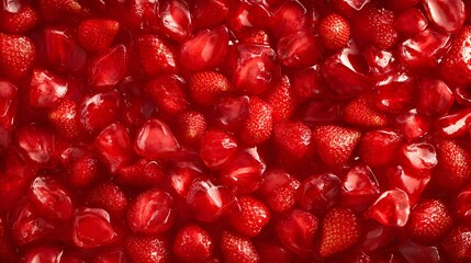 Pile fresh juicy strawberry arranged abstr