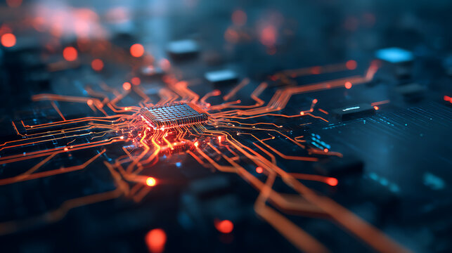 Quantum Neural Networks Hyper-Connected AI Infrastructure Visualization with Luminescent Circuit Pathways - Next-Gen Digital Transformation Imagery