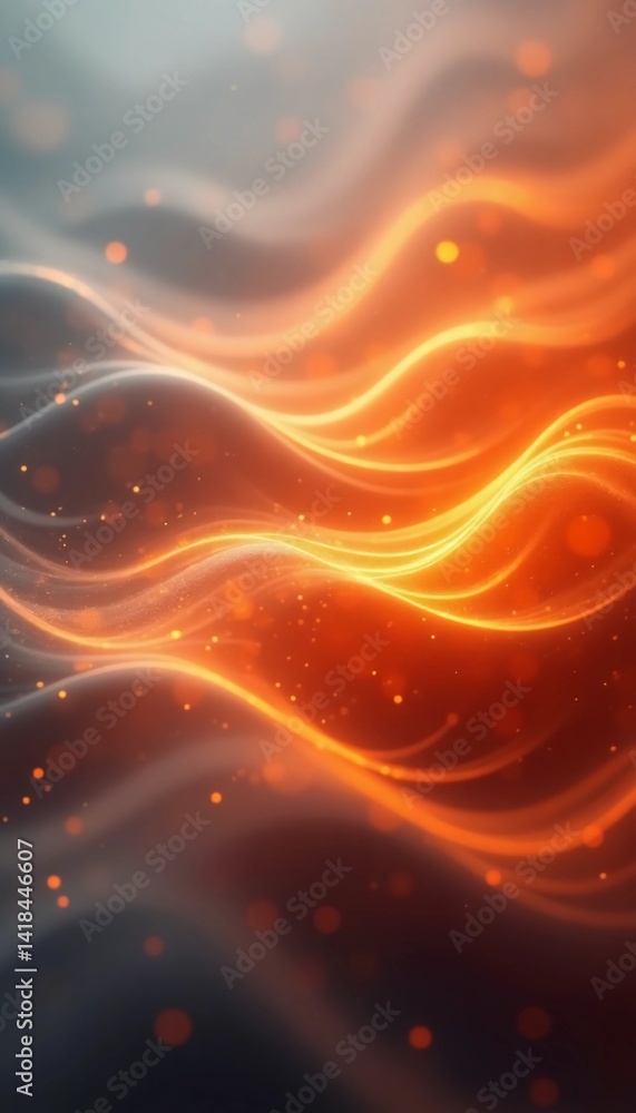 Poster radiant waves glide through soft hues, illuminated by sparkling light that evokes movement and warmt