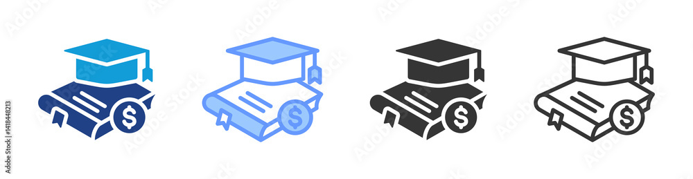 Poster Tuition Assistance icon set multiple style collection