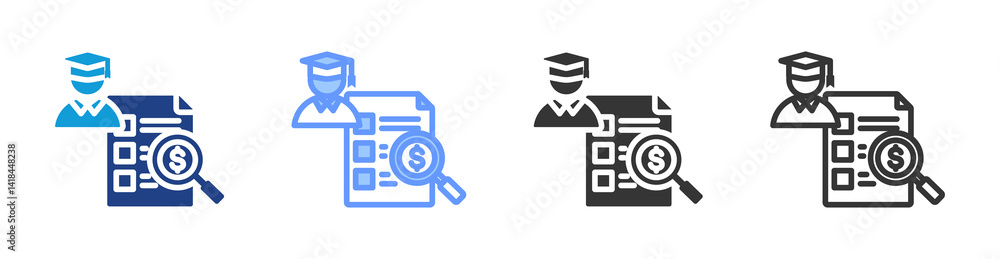 Poster financial need icon set multiple style collection