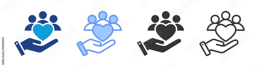 Poster Community Service icon set multiple style collection
