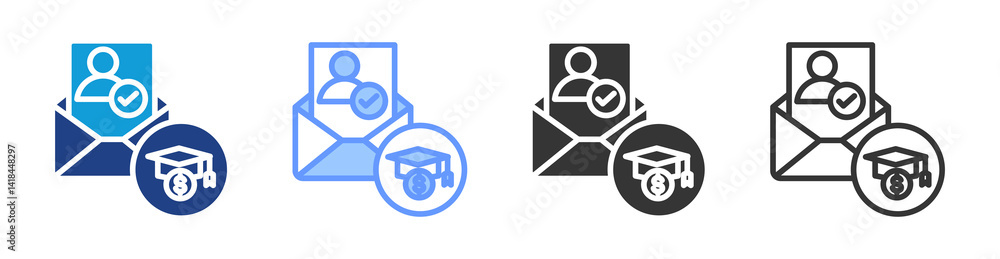 Poster letters of recommendation icon set multiple style collection