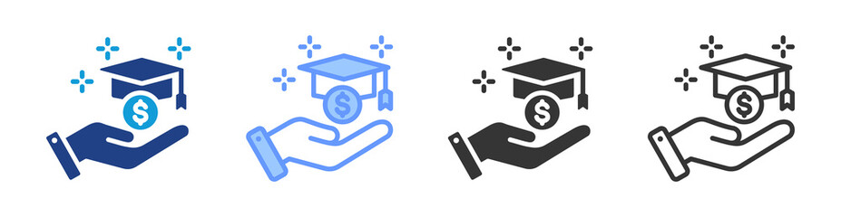 Scholarship icon set multiple style collection