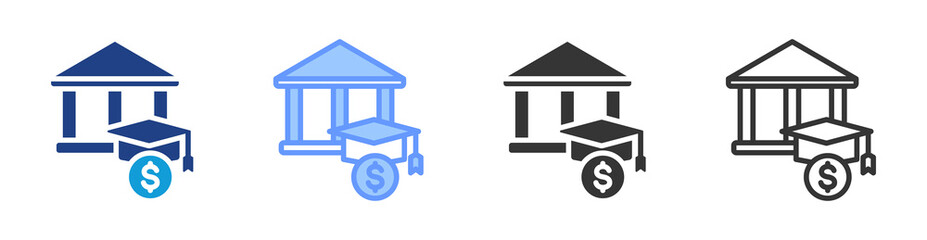Bursary icon set multiple style collection