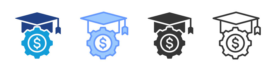 Stipend icon set multiple style collection