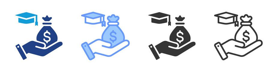 Endowment icon set multiple style collection