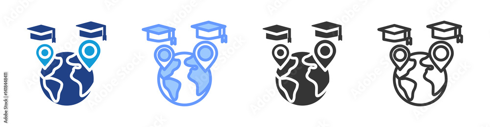 Poster Geographic Area icon set multiple style collection