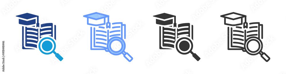 Poster research icon set multiple style collection