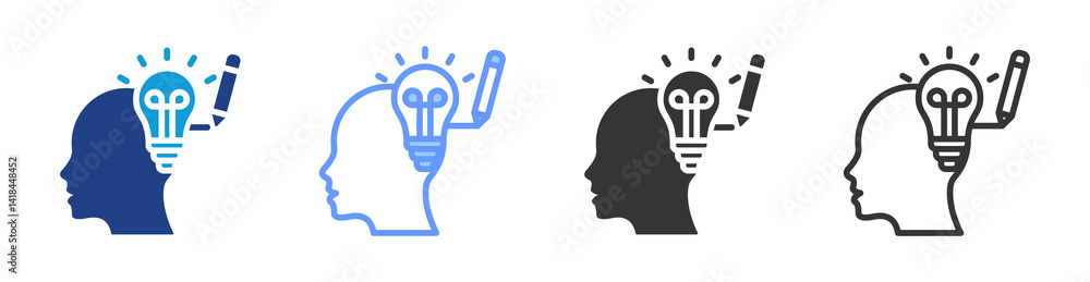 Poster Creative Ability icon set multiple style collection