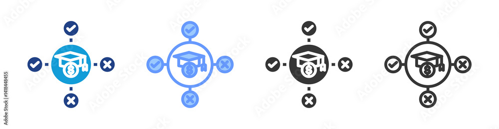 Poster partial scholarship icon set multiple style collection