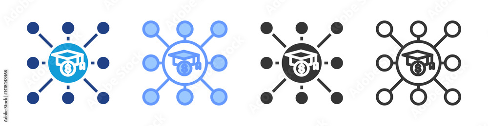 Poster Full Scholarship icon set multiple style collection