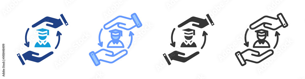 Poster loyalty icon set multiple style collection
