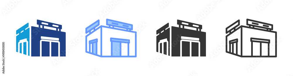 Poster Department Store icon set multiple style collection