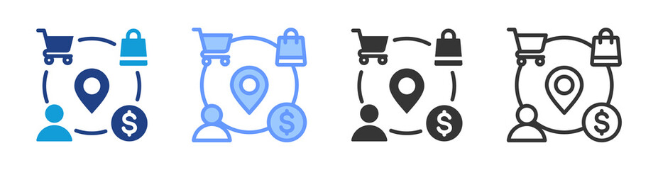 Shopping Centers icon set multiple style collection