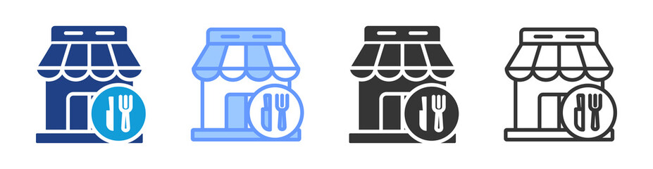 Food Courts icon set multiple style collection
